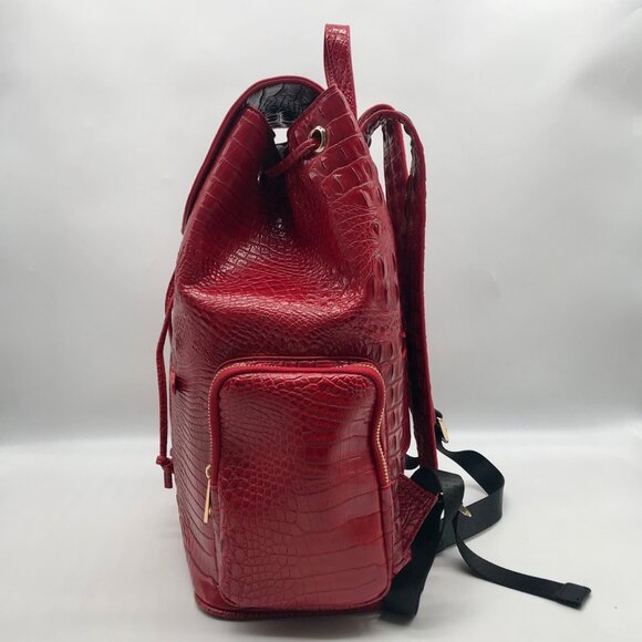 Exculuxe Red Croc Embossed Vegan Leather Windsor Backpack main image 5